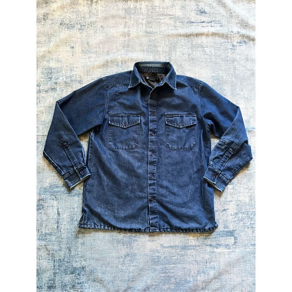 Reaction by Kenneth Cole Shiney Dark Blue Lightweight Trucker Jacket Men's Small